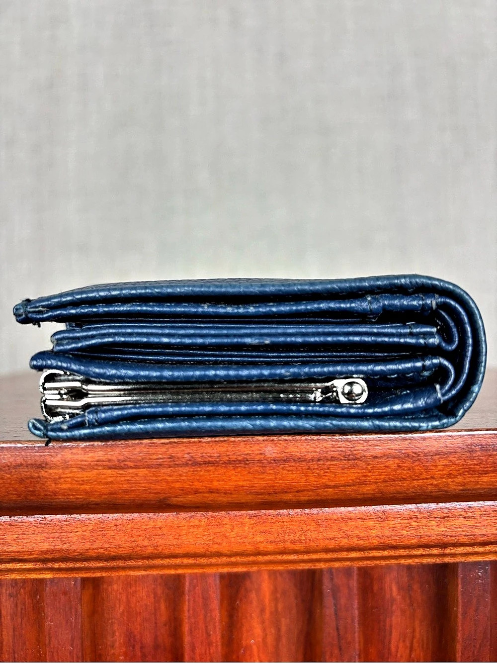 Giani Bernini Blue Pebbled Leather Wallet Snap Tab ID Window Kiss Lock Coin Purs - Picture 9 of 15